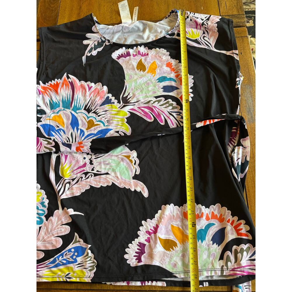 Trina Turk Black Multicolor Floral Belted Tunic Dress Long Top XXS - Picture 8 of 9